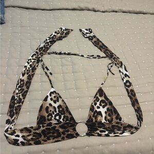 Leopard Print Halter Bikini Top